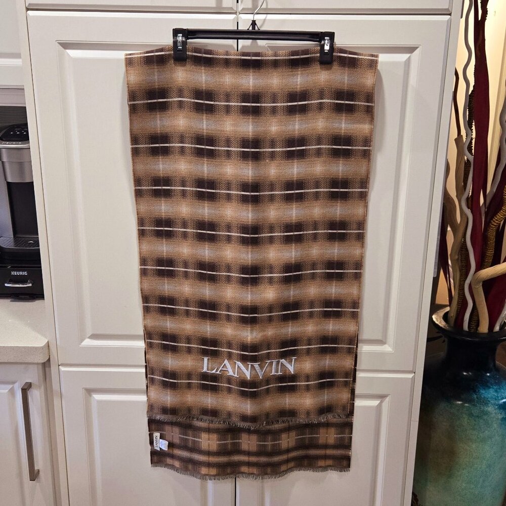 LANVIN Wool/Silk Blend Logo Scarf